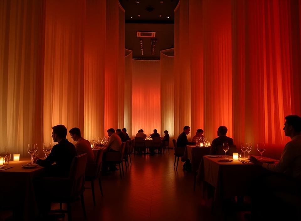 Atmosphärische Textilszenografie in Restaurant
